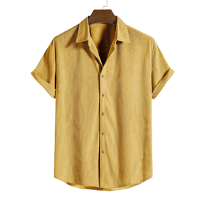 Short-Sleeved Corduroy Button Up Shirt & Shorts