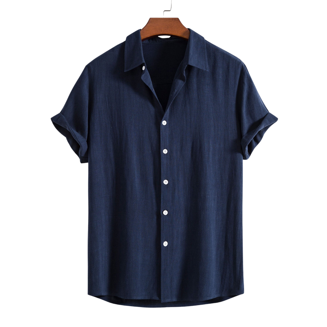 Linen Rayon Blend Button Up Shirt