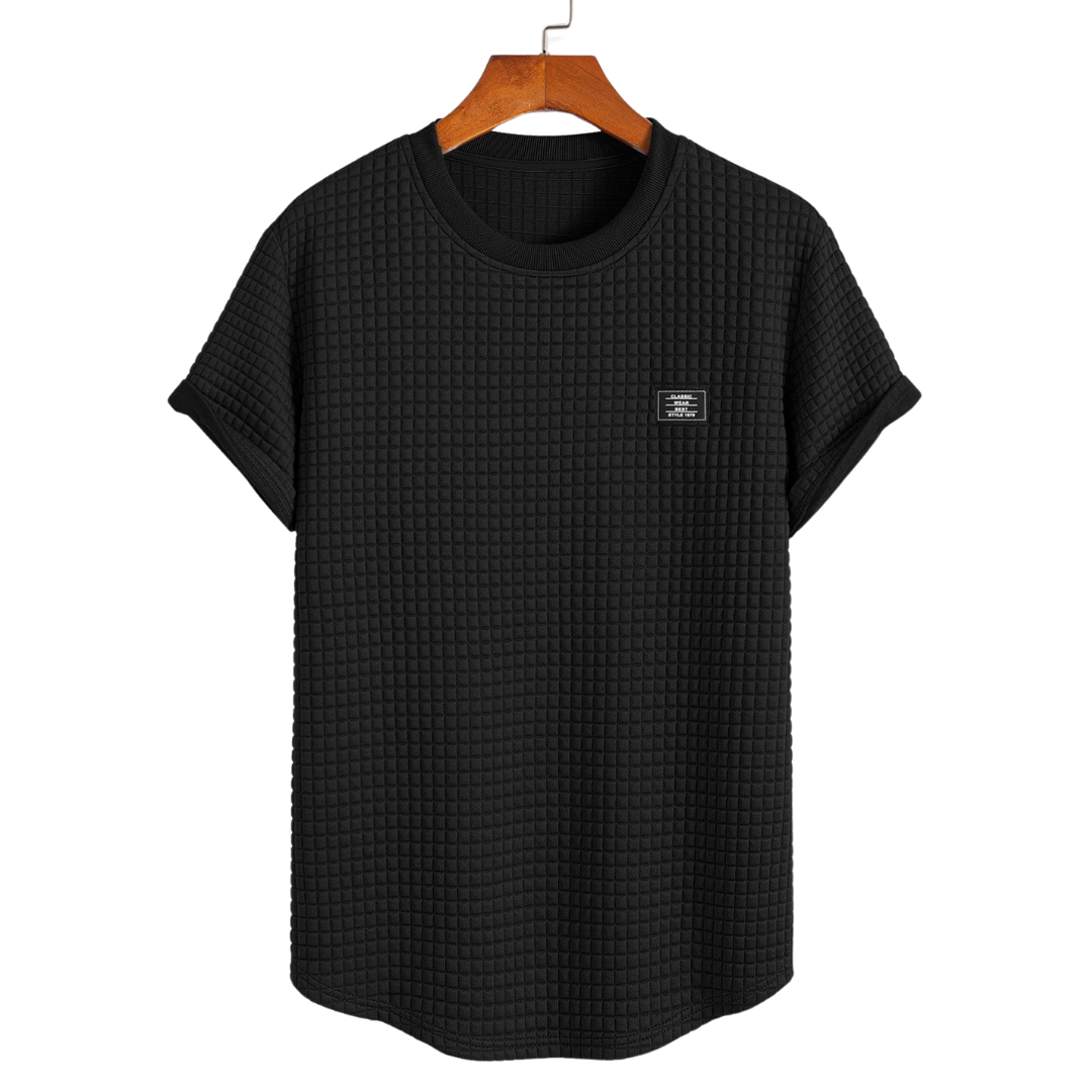 Short Sleeve Waffle Arc Hem T-Shirt