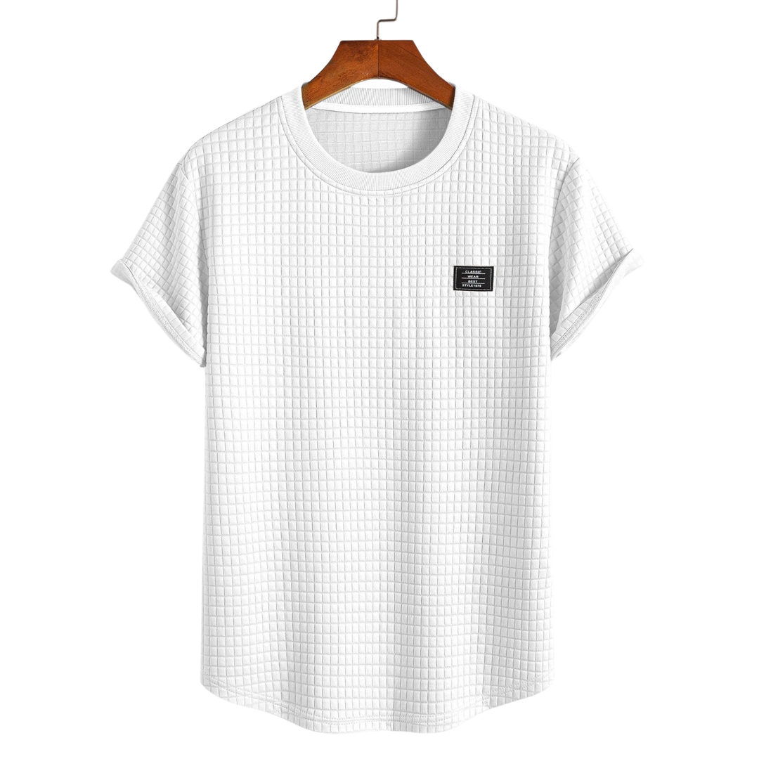 Short Sleeve Waffle Arc Hem T-Shirt