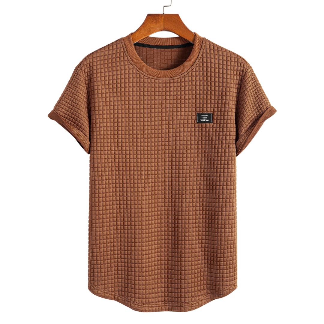 Short Sleeve Waffle Arc Hem T-Shirt