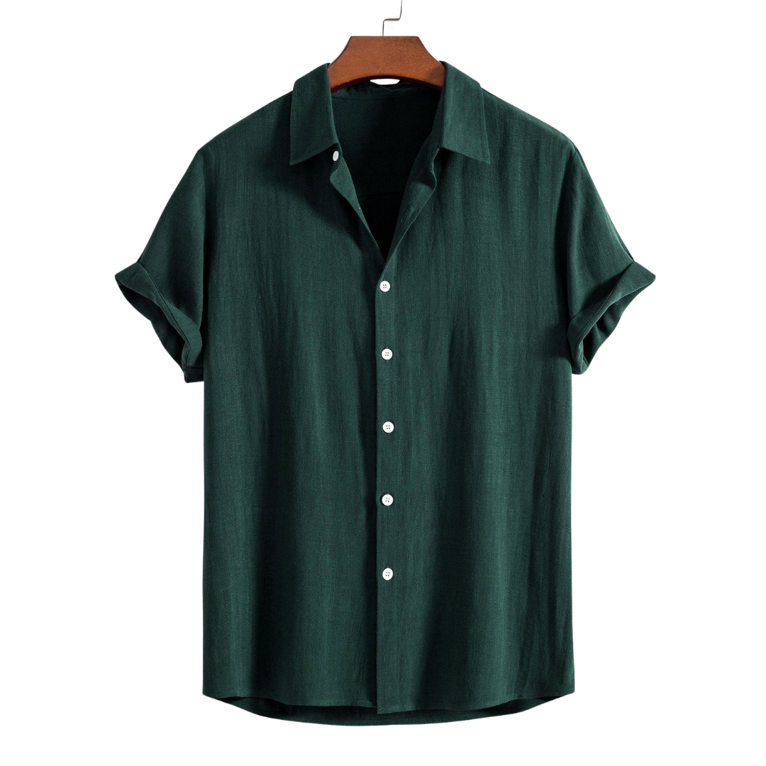 Linen Rayon Blend Button Up Shirt